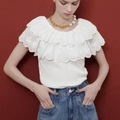 25AW✨ルルウィルビー　レーススカラッププルオーバー　レース襟　白　2WAYのサムネイル