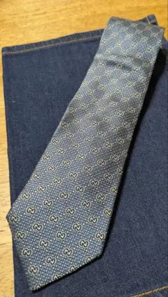 GUCCI グッチ ネクタイ GG柄 シルク 総柄 グレー系