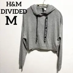 H&M DIVIDED クロップド丈 ニットパーカー グレー Mサイズ