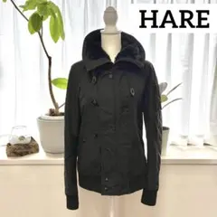 HARE ミリタリージャケット ブラック フード付き