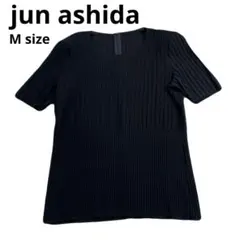 美品　jun ashida 近年モデル　半袖 リブニット カットソー ブラックのサムネイル
