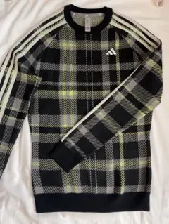 【美品】adidas チェック柄 ニットセーター（レディース）