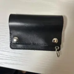 s*x様 ブラックレザー 二つ折り財布 スナップボタン付き値下げ可能