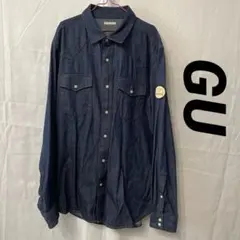 GU ネイビー デニムシャツ 長袖　Lサイズ