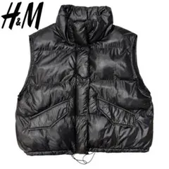 【美品】H&M エイチアンドエム ダウンベスト ブラック M カジュアル