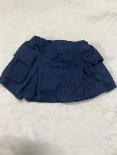 デニム ポケット付きスカート 黒パンツ付き