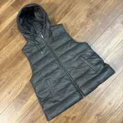 【極美品】zelal 元町 フード付きレザーダウンベスト ラムレザー 羊革