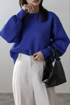 BONJOUR SAGAN Vガゼットスウェットライクニットプルオーバー