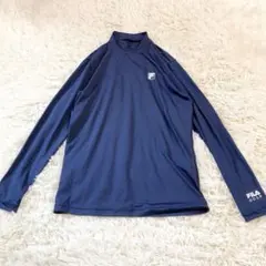 FILA GOLF　モックネック長袖カットソー　 L　ネイビー　袖ロゴ