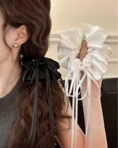 SHEIN 新品　シュシュ　白黒　2個セット　韓国　ワンホン