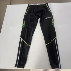 asics 陸上用ロングタイツ ブラック グリーンのサムネイル