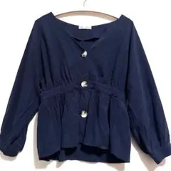 ZARA trf ペプラムブラウス XS ネイビー Vネック ジャケット ザラ