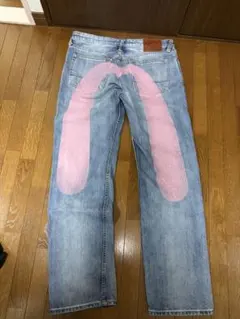 EVISU エヴィス LOT 2000 デニムパンツ ピンクペイントのサムネイル