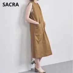 サクラ　オーバーワンピース　コットンリネン　キーネック　ジャンパースカートのサムネイル