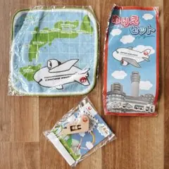 JALノベルティ 非売品 ぬりえセットとタオル 木製コロコロおもちゃ付き