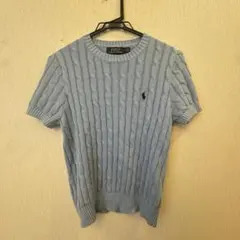 ラルフローレン ケーブルニット セーター カシミヤ 青 ポニー 胸