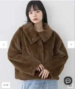 earth music&ecology ファーショートブルゾン ブラウン