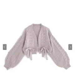 ケーブル編みビジューリボンニットカーディガン［tt010］