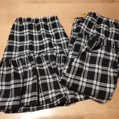 姉妹おそろい　親子おそろい　ロングスカート 黒チェック　100 140 160