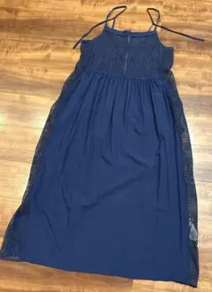 ニコアンド　ネイビー カジュアル　キャミワンピース レースアップ　フリーサイズ