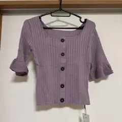 GRL フロントボタンフレア袖リブニットトップス【rut274】