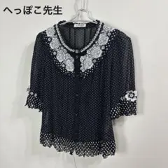 へっぽこ先生 四次元 原宿 お花レース遣い 透け感前開きブラウス