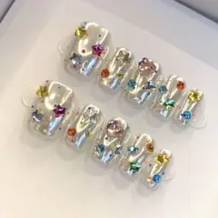 カラフル星型装飾ネイルチップ