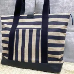 【極美品】ポールスミス トートバッグ レザー キャンバス ネイビー ホワイト