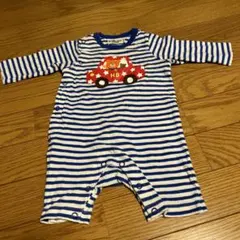美品☆ミキハウス ホットビスケッツ 長袖カバーオール ボーダーサイズ70