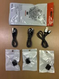 データ転送、急速充電マグネットケーブル3本、三種類マグネット端子3セット付き