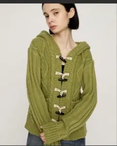 TOGGLE BUTTON CABLE KNIT カーディガン　SLY　緑