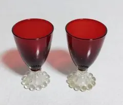 赤色　ガラス製　ワイングラス　 2個セット