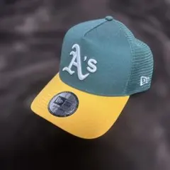A's トラッカーキャップ グリーン/イエロー