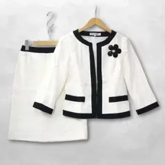 エムズグレイシー モノトーン ノーカラージャケット セレモニー スカートスーツ