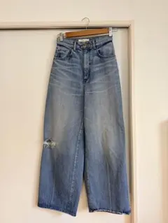 BLACK BY MOUSSY ダメージワイドデニム　size23 ブルー