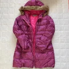 フード付きピンク中綿コート 130