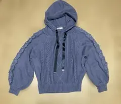 axes femme フード付きニットパーカー ブルーグレー M
