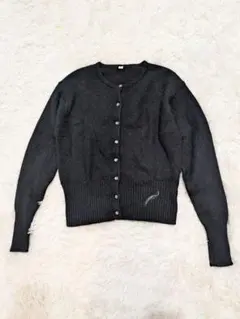 ダークグレー カーディガン LLサイズ　アンゴラ混