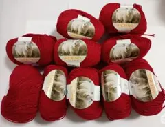 90% Merino WOOL メリノウール 毛糸 レッド 10玉セット
