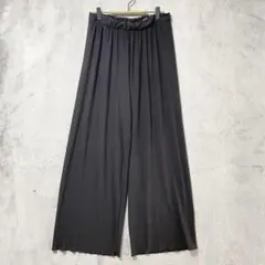 ZARA/ワイドパンツ/L/プリーツ ウエストゴム 薄手 ブラック