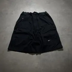 00s OLD NIKE バギーカーゴショーツ ワンポイント刺繍ロゴ ブラック