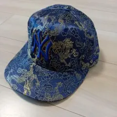 New Era 59FIFTY ネイビー 花柄 龍刺繍 キャップ サイズ58.8