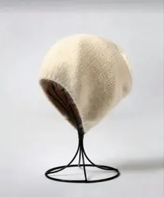 アイボリー ウール混紡 ビーニー