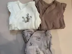 ベビー 長袖 ロンパース 前開き 3枚セット 50-56cm