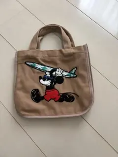 ミッキーマウス刺繍トートバッグ ベージュ