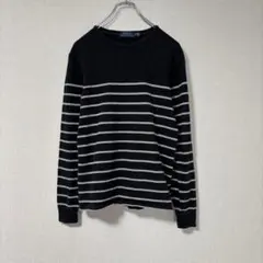 ポニー無し】ラルフローレン ヘンリーネック ボーダー ロンT M ニット 