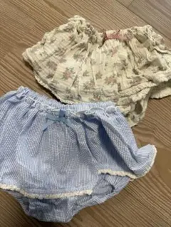 70〜80サイズ フリル付きパンツ2枚セット