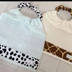 おりこうエプロン ダルメシアン キリン アニマル柄 4枚 エプロン スタイ 保育