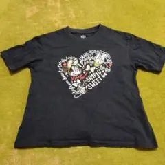 ミニーマウス　デイジーダック　フィガロ＆ユニクロ　Tシャツ　ネイビー　Sサイズ