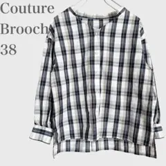 クチュールブローチ チェックブラウス カジュアル パールボタン M